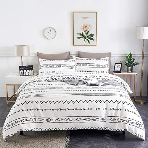 Black Stripe Boho Duvet Cover Set