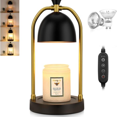 Dimmable Black Candle Warmer Lamp with Timer, House Warming Gifts New Home, Wax Melt Warmer for Jar Candles