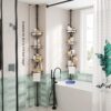 Adjustable Chrome Corner Shower Shelf: Rustproof Tension Shower Organiser Pole for Inside Showers - Image 5