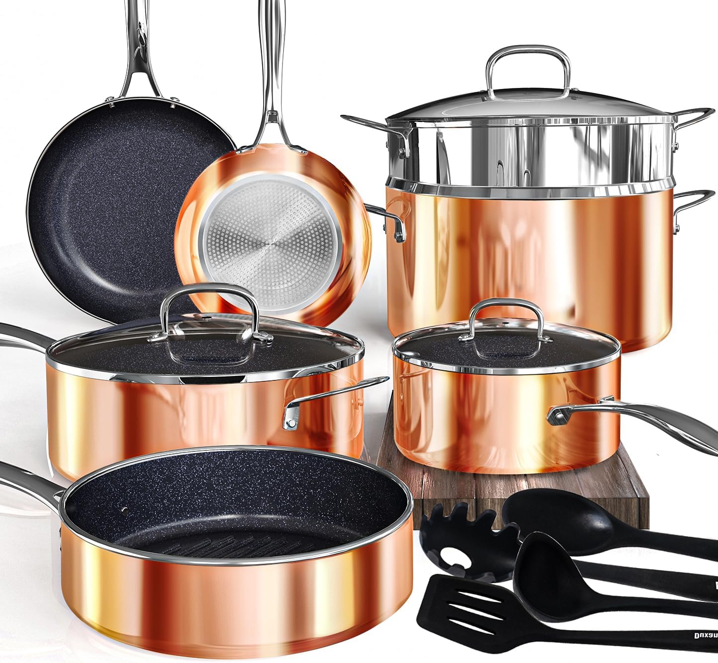 Deluxe 14-Piece Nonstick Kitchen Pots and Pans Set