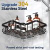 Corner Adhesive Shower Caddy with Soap Holder, Rustproof Stainless Steel Organizer, No Drill Bathroom Shelf - Image 3