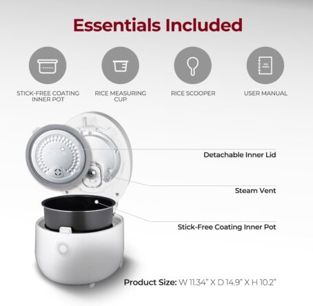 CUCKOO Best Rice Cooker with Stainless Steel Pot, 6-Cup Uncooked, 13 Menu Modes, LCD Display - Image 2