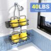 Hanging Shower Organizer Bathroom Shower Rack: Rustproof No-Drill Overhead Shower Caddy with Soap Holder, Hooks & Shelves - Image 4