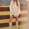 Oversized Cable Knit Sweater Dress - Chunky Long Sleeve Pullover Tunic Mini for Fall - Image 2