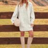 Oversized Cable Knit Sweater Dress - Chunky Long Sleeve Pullover Tunic Mini for Fall - Image 4