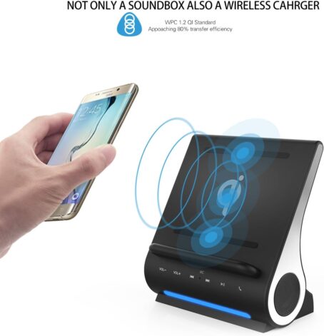 Wireless Charger, Bluetooth Premium Speakers, Docking Station with Built in Mic Handsfree Call