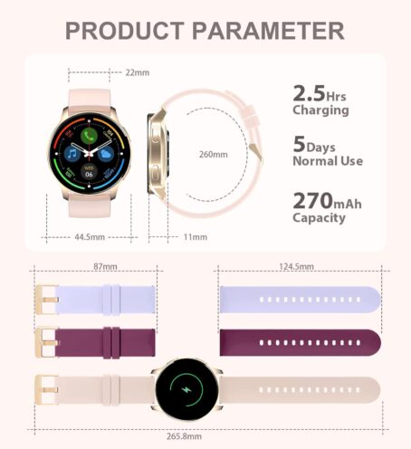 Smart Watch for Women, Bluetooth Call Fitness Tracker for Android and iOS Phones