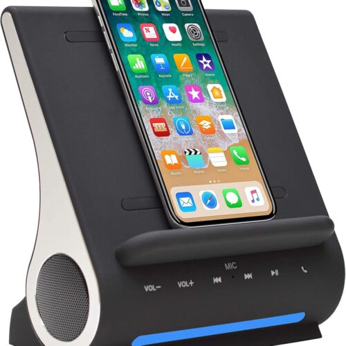 Azpen Dockall D108 Wireless Charging Station with Bluetooth Speakers & USB Ports – Charging Station for Apple and Android Devices