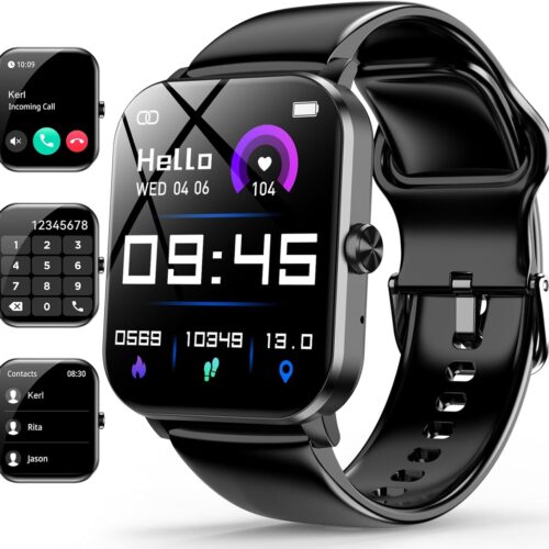 1.85″ Smart Watch for iPhone and Android, IP68 Waterproof Fitness Tracker with 120+ Sport Modes, Heart Rate Monitor