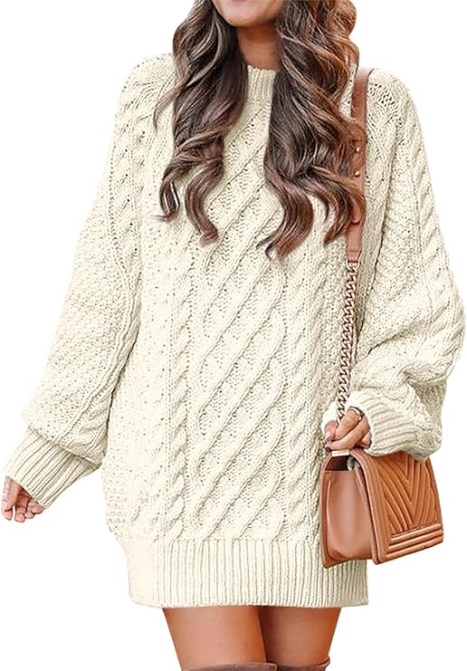 Women Long Sleeve Oversized Cable Knit Chunky Baggy Loose Pullover for Christmas outfit ideas