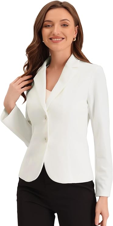  Women's Work Office Blazer Stretch Lapel Collar Long Sleeve Jacket Suit Blazer for Fall work outfits