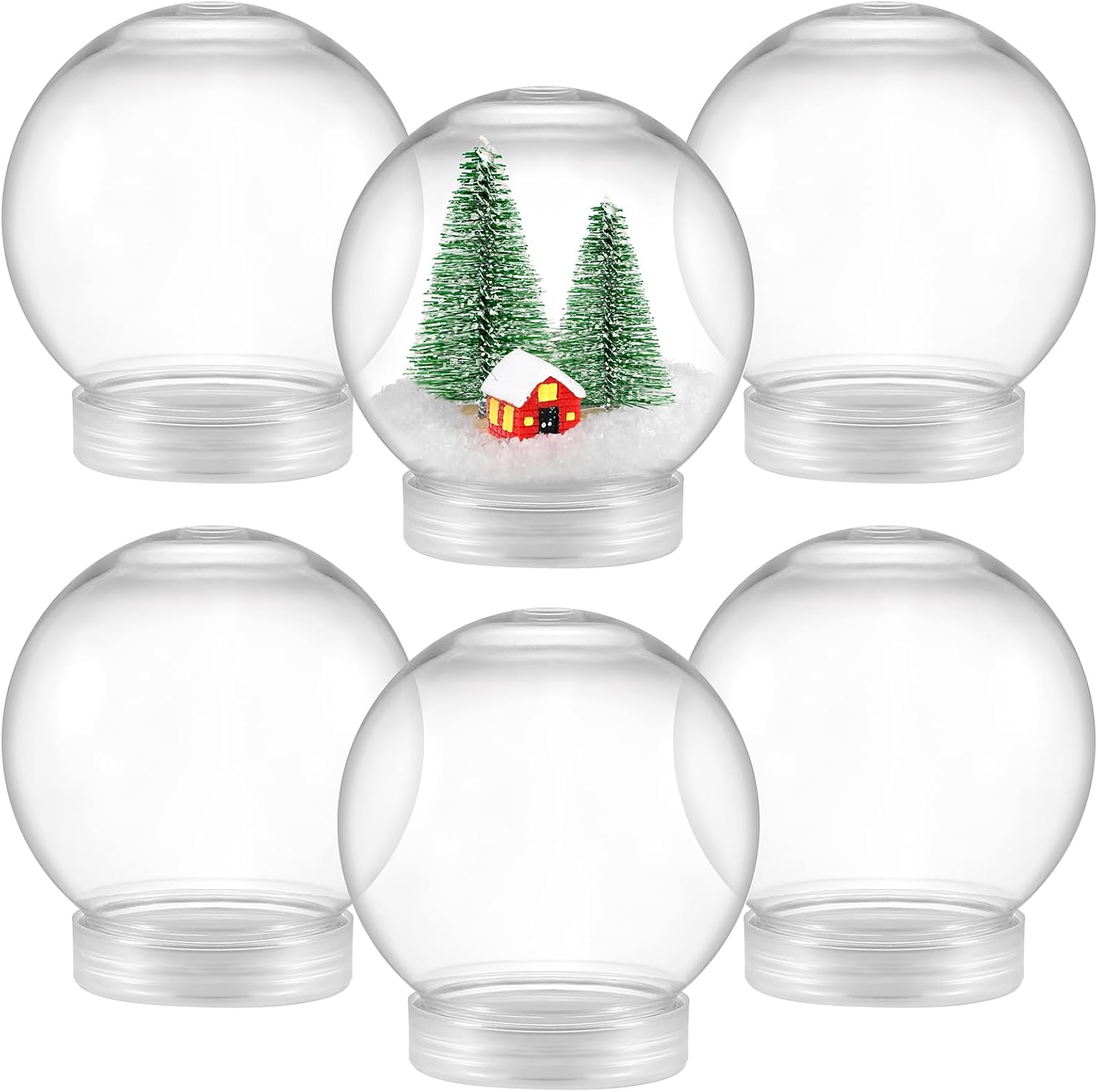 6 Pieces DIY Snow Globe Water Globe 3.6 Inch Clear PET Plastic with Screw Off Cap  for Christmas DIY projects