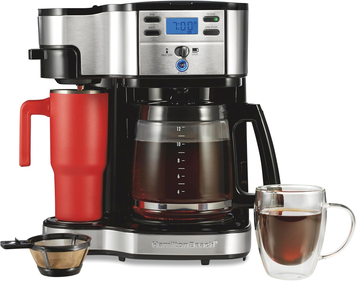 Hamilton Beach 2-Way 12 Cup Programmable Drip Coffee Maker & Single Serve Machine, Glass Carafe, Auto Pause and Pour for Thanksgiving breakfast ideas 