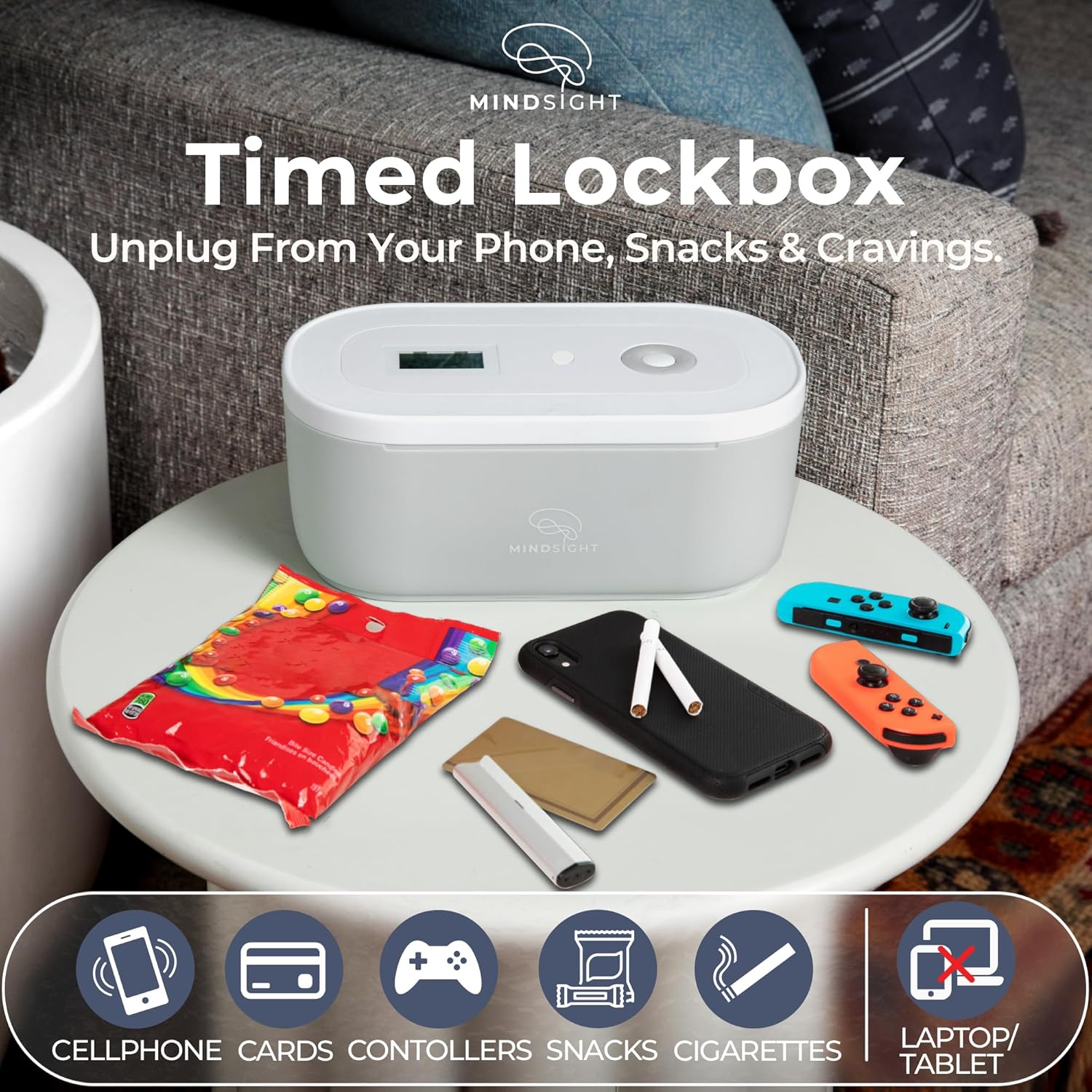 Mindsight Timed Lock Box | Unplug from Phones, Video Games, Social Media, Snacks & Cravings