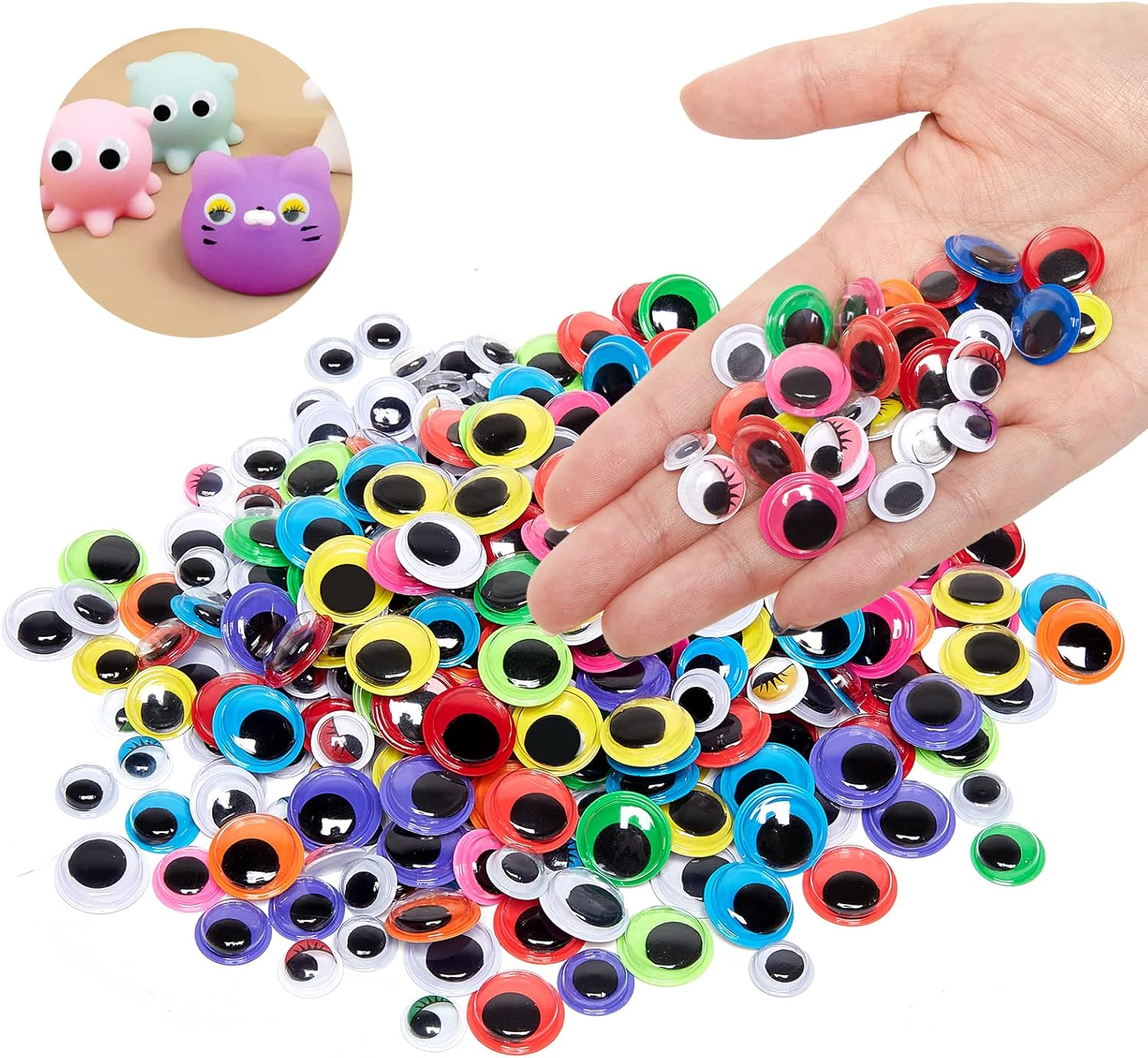 DIY Christmas craft for beginners - 1650pcs Googly Eyes Self Adhesive for Crafts, Craft Sticker Wiggle Eyes with Multi Colored and Sizes for DIY