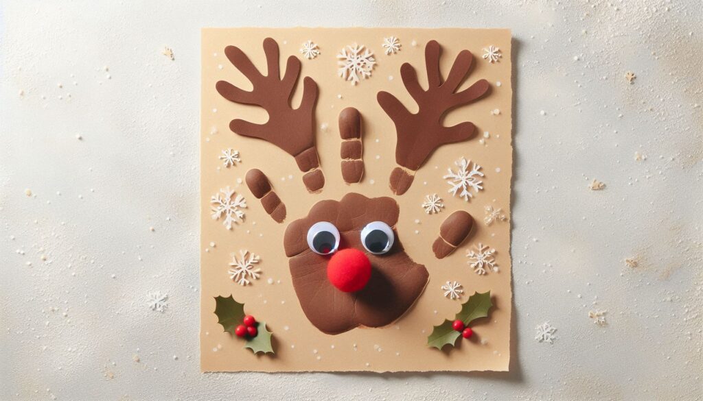 DIY Christmas craft for beginners -Handprint Reindeer