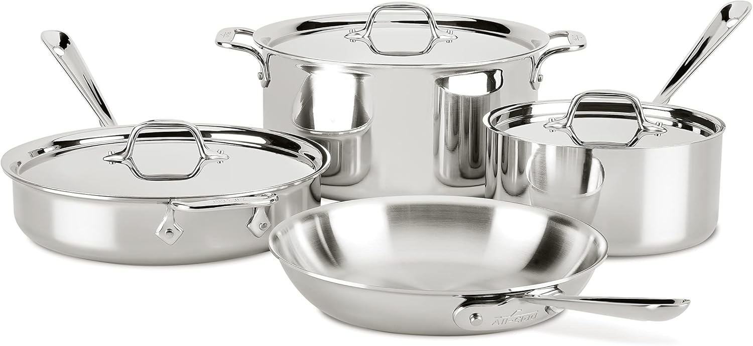 Thanksgiving side dishes - All-Clad D3 3-Ply Stainless Steel Cookware Set 7 Piece, Induction Compatible