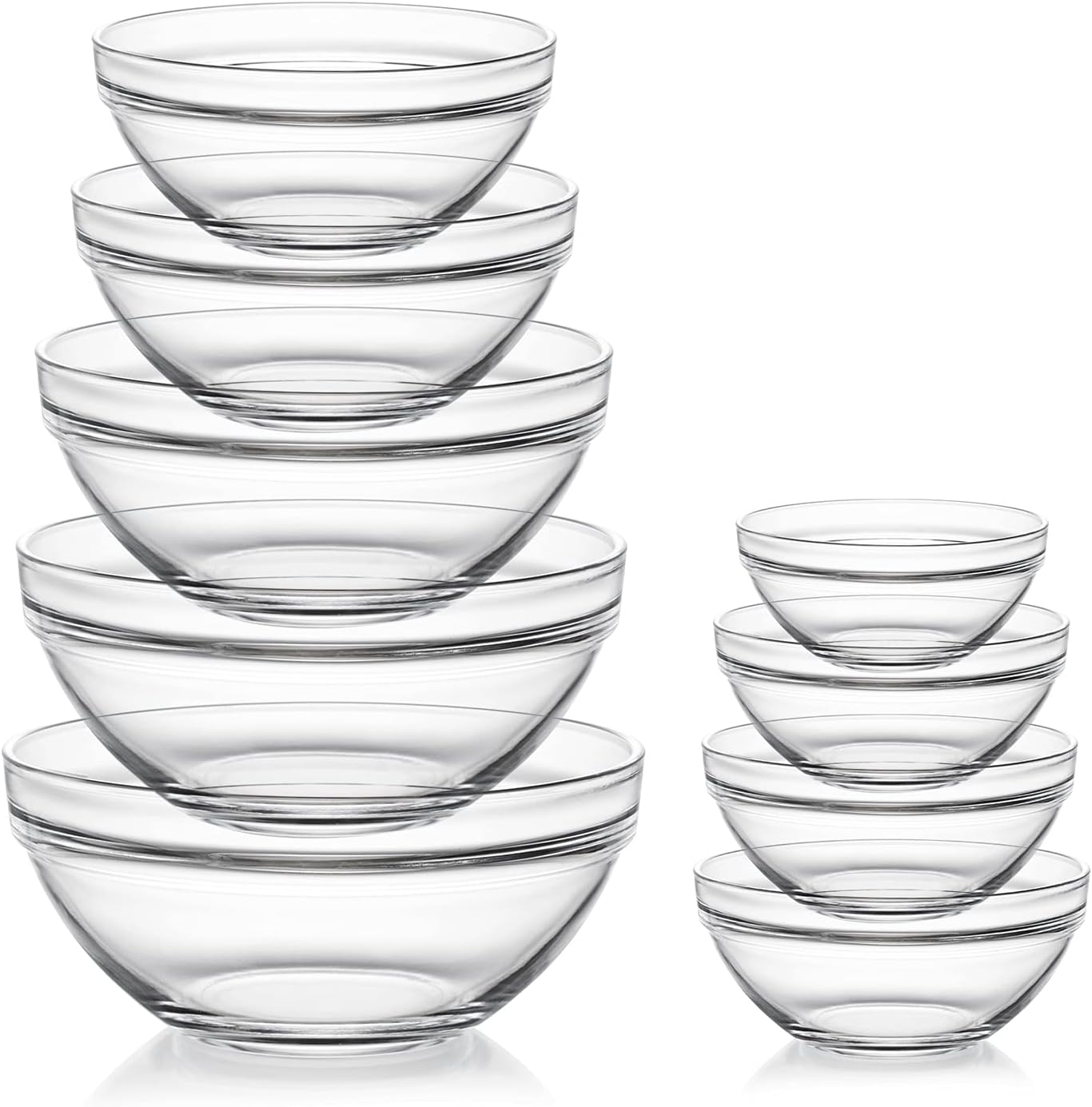 thanksgiving side dishes  - Glass Mixing Bowls Set(set of 9),Nesting Bowls for Space Saving Storage, Great for Cooking, Baking, Prepping