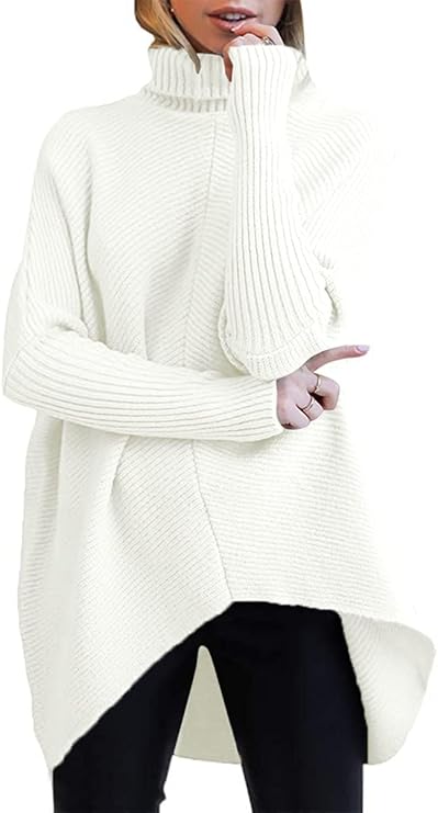 women's casual winter outfits - ANRABESS Women's Oversized Turtleneck Batwing Long Sleeve Casual Cozy Baggy Knit Pullover