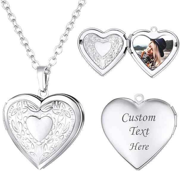 Valentine's Day Gifts -  Women Locket Necklace Platinum 18K Gold Photo Lockets that Hold Picture