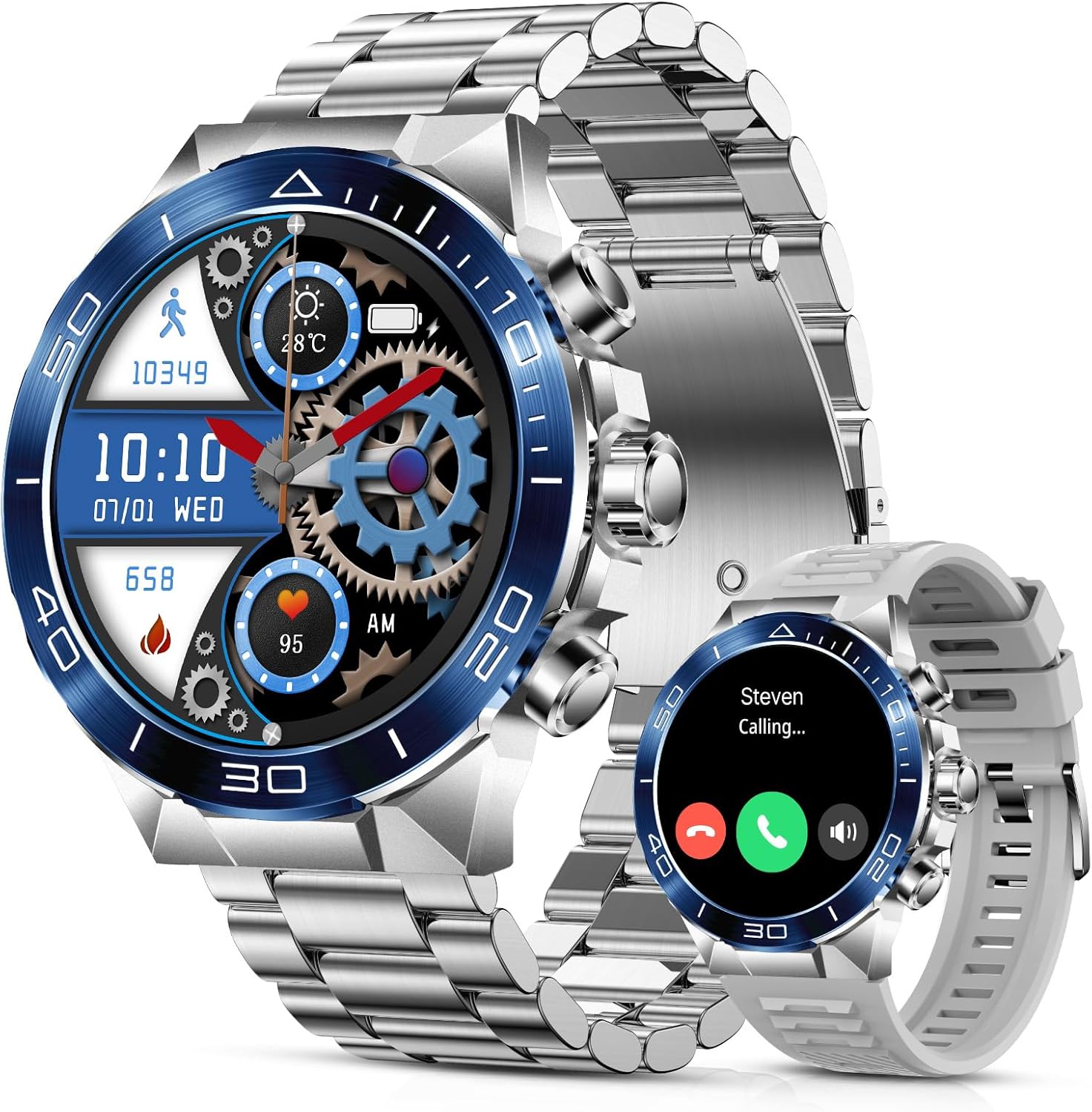 Valentine's Day Gifts -  Smart Watch for Men (Answer/Make Call),1.43''AMOLED Screen with 24 Hours Healthy Monitor