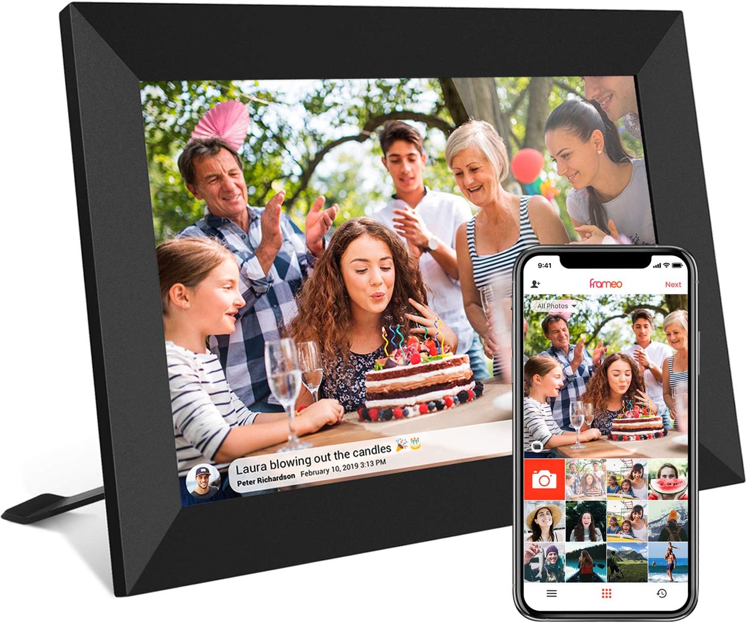 Valentine's Day Gifts -  32GB FRAMEO 10.1 Inch Smart WiFi Digital Photo Frame 1280x800 IPS LCD Touch Screen, Auto-Rotate Portrait and Landscape