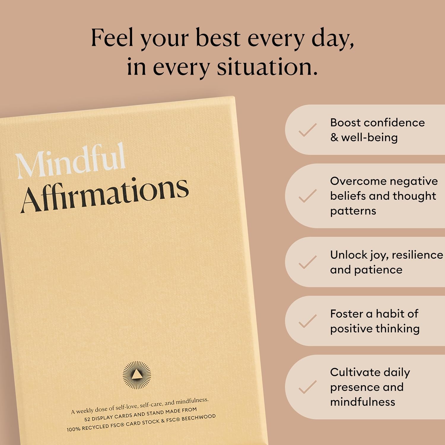  Intelligent Change Mindful Affirmations, 52 Positive Affirmation Cards for Women with Display Stand, Daily Affirmations for Inspiration, Mindfulness