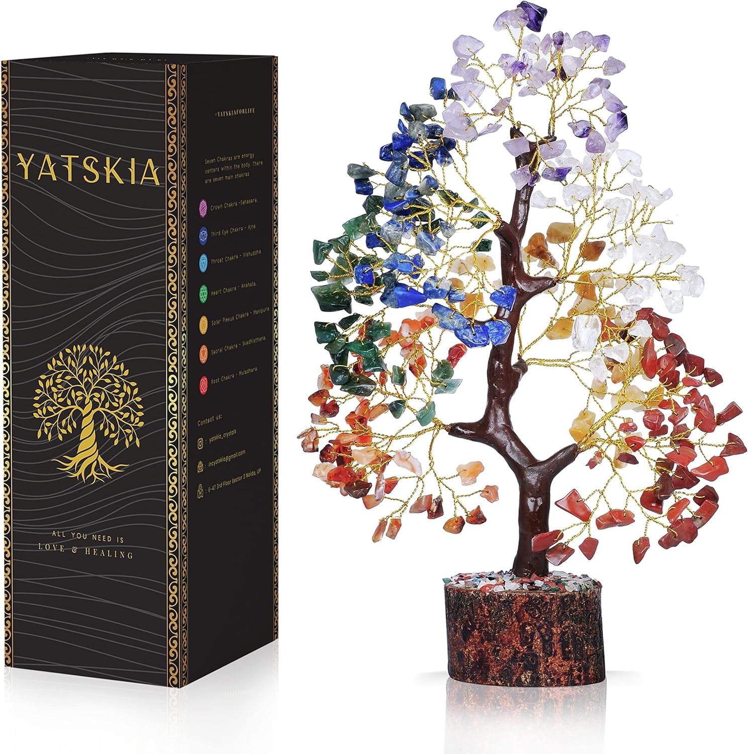 mindful self compassion practices - YATSKIA 7 Chakra Tree of Life, Crystals and Healing Stones, Birthday Gifts for Women - Crystal Tree for Positive Energy, Office Decor, Gifts for Women, Mom Birthday Gifts for Women 