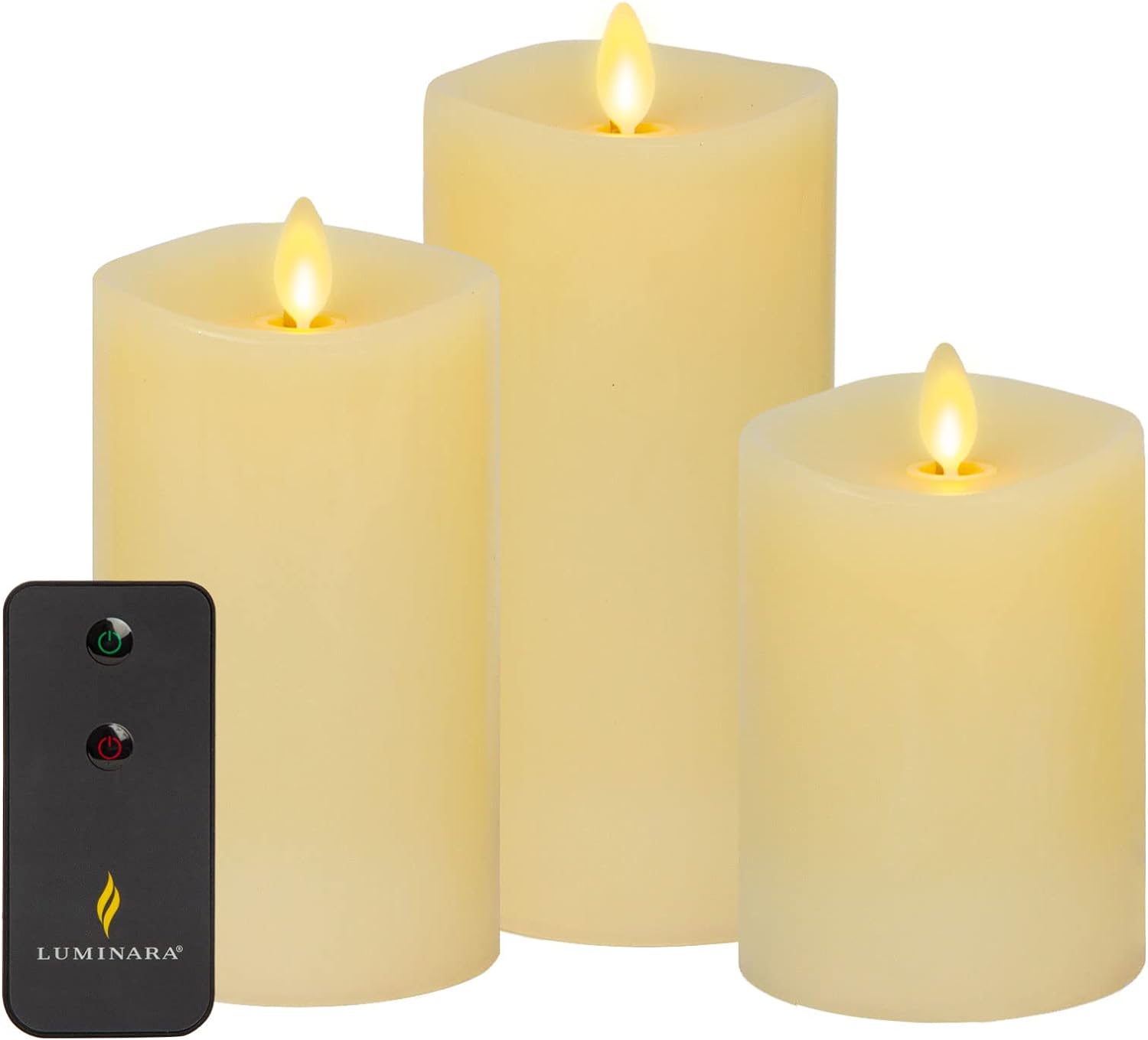 daily meditation routine - Luminara Realistic Artificial Moving Flame Pillar Candles - Set of 3