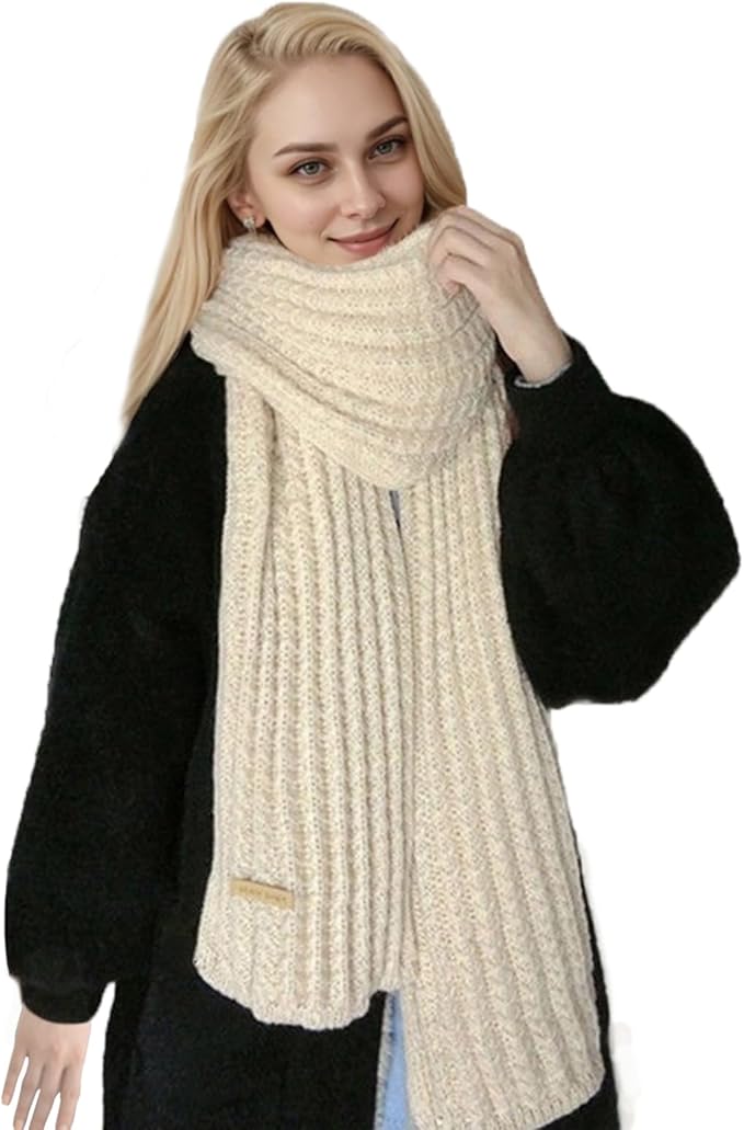 Casual winter outfits - Winter Chunky Knit Scarf for Women Ultra Soft Thick Warm Knitted Scarf 