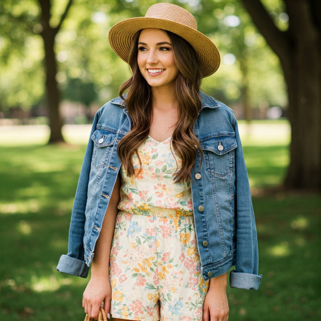 Denim Jacket + Floral Romper