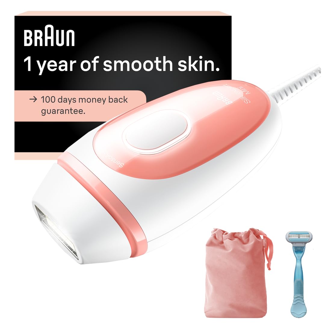 Braun IPL at Home Laser Hair Removal for Women and Men, Silk Expert Mini PL1014 with Venus Razor