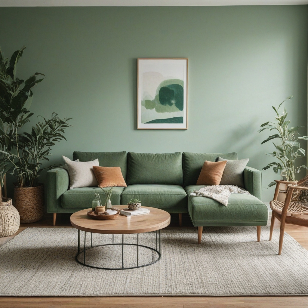 Sage green modern living room colors