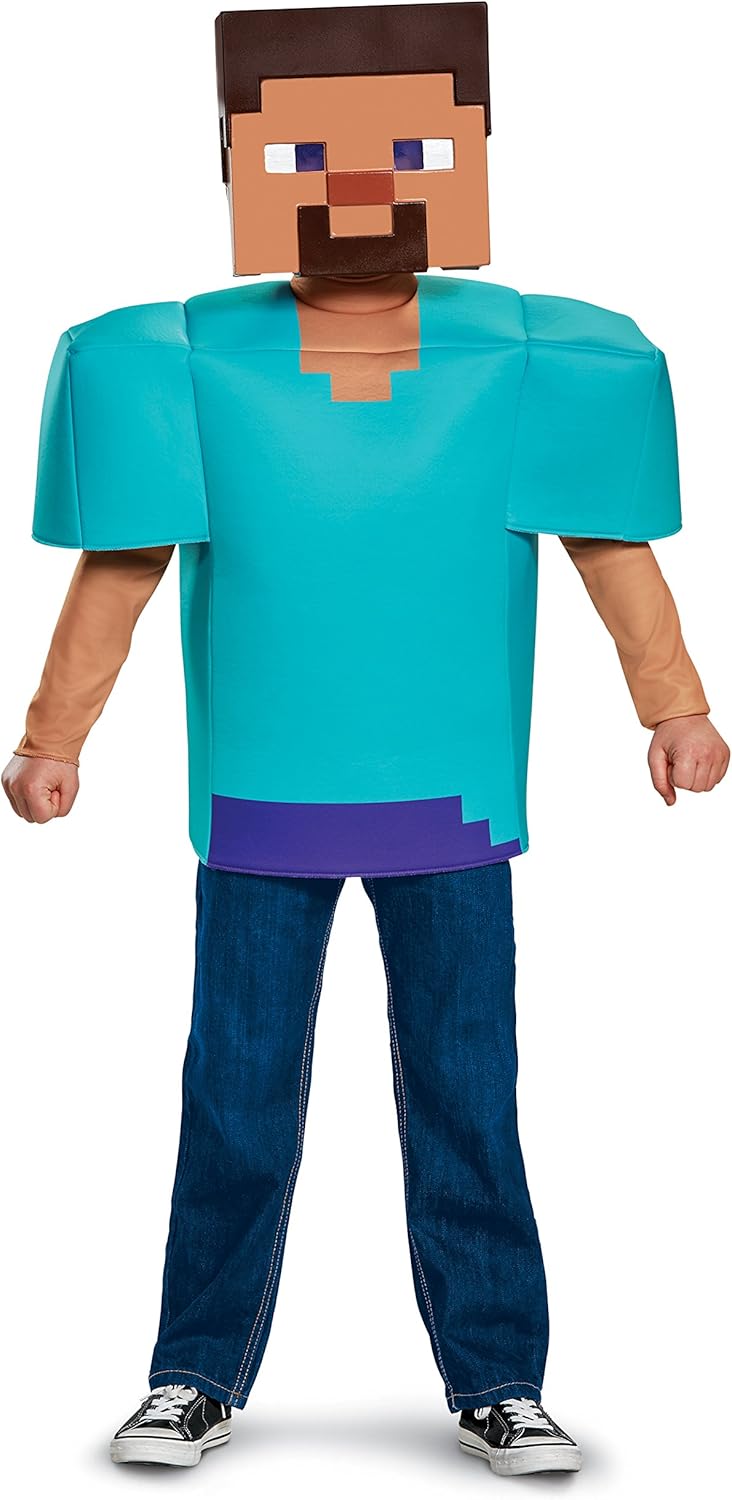Steve Classic Minecraft Costume, Multicolor, Medium (7-8)