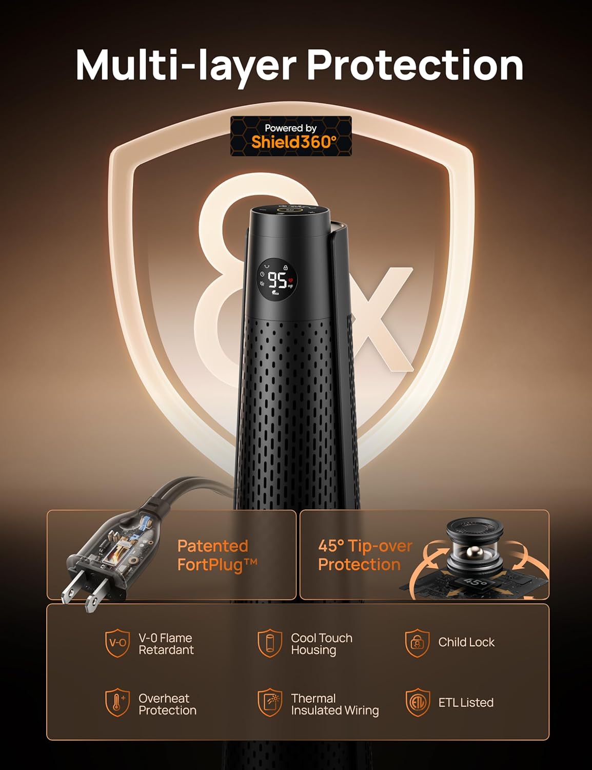 Dreo Space Heater Large Room, 30" Electric Heaters with Remote