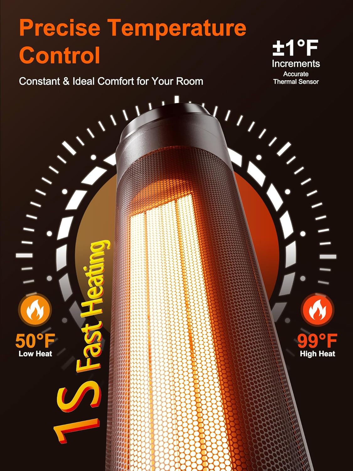 Uthfy 38” Space Heater for Indoor Use, Electric Room Heater with Flame Effect