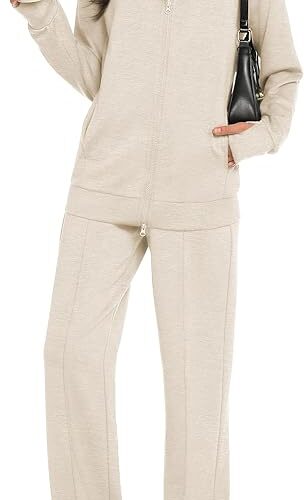 Women’s 2-Piece Lounge Set: Soft Zip-Up Sweatshirt & Joggers Tracksuit – The Ultimate Airport Travel Outfit