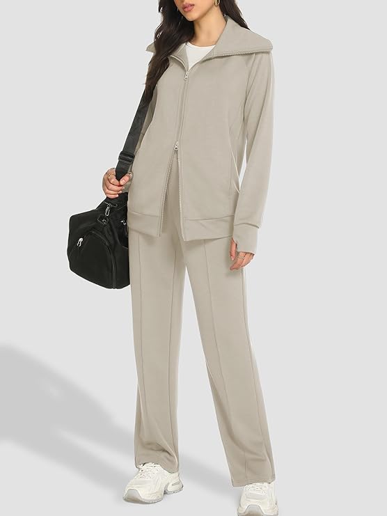 Women's 2-Piece Lounge Set: Soft Zip-Up Sweatshirt & Joggers Tracksuit – The Ultimate Airport Travel Outfit - Image 3