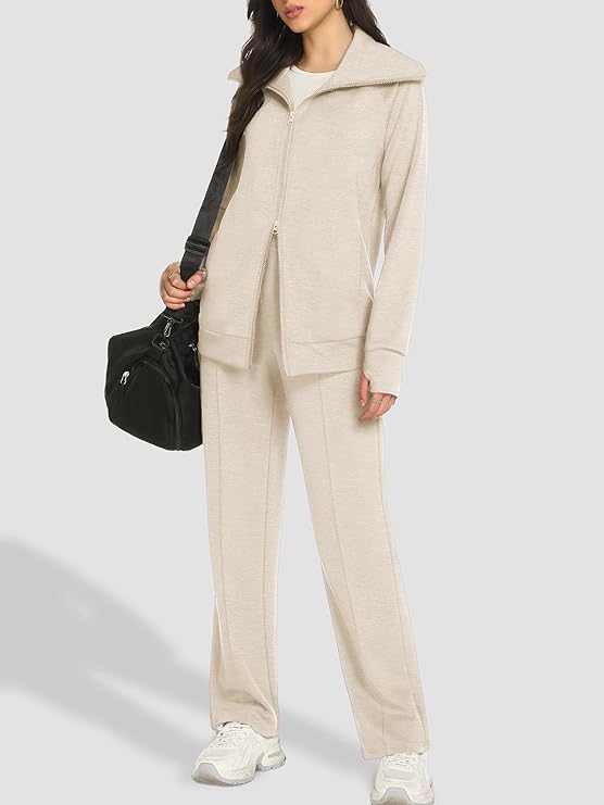 Women's 2-Piece Lounge Set: Soft Zip-Up Sweatshirt & Joggers Tracksuit – The Ultimate Airport Travel Outfit - Image 5