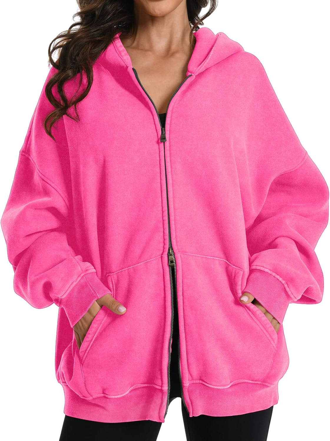 double zip up hoodie oversized
