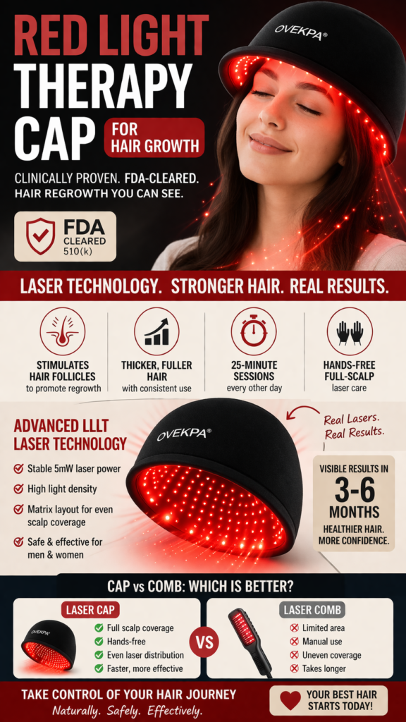 Red Light Therapy for Hair Growth Laser Cap: Best FDA-Cleared Device for Thicker, Fuller Hair