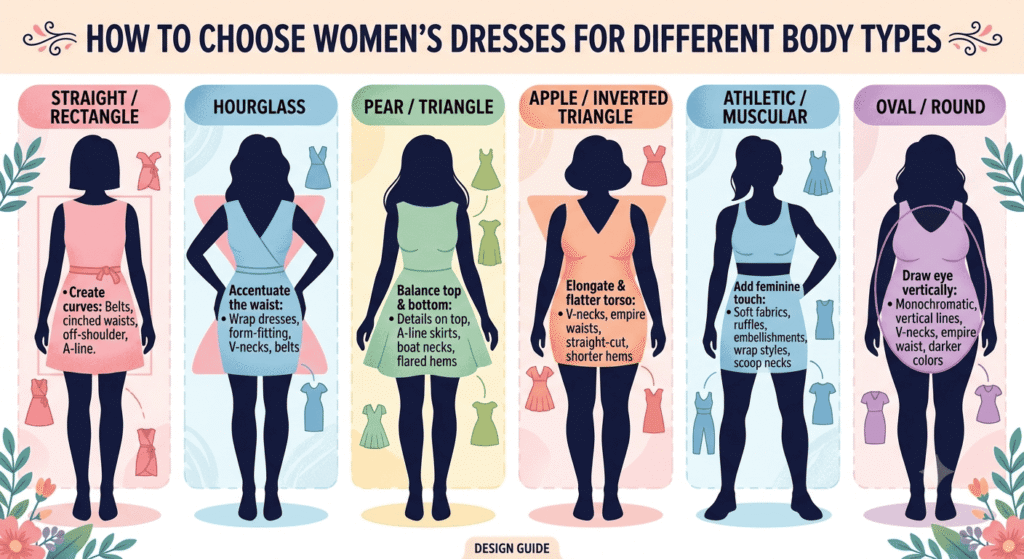 How to choose women's dresses for different body types