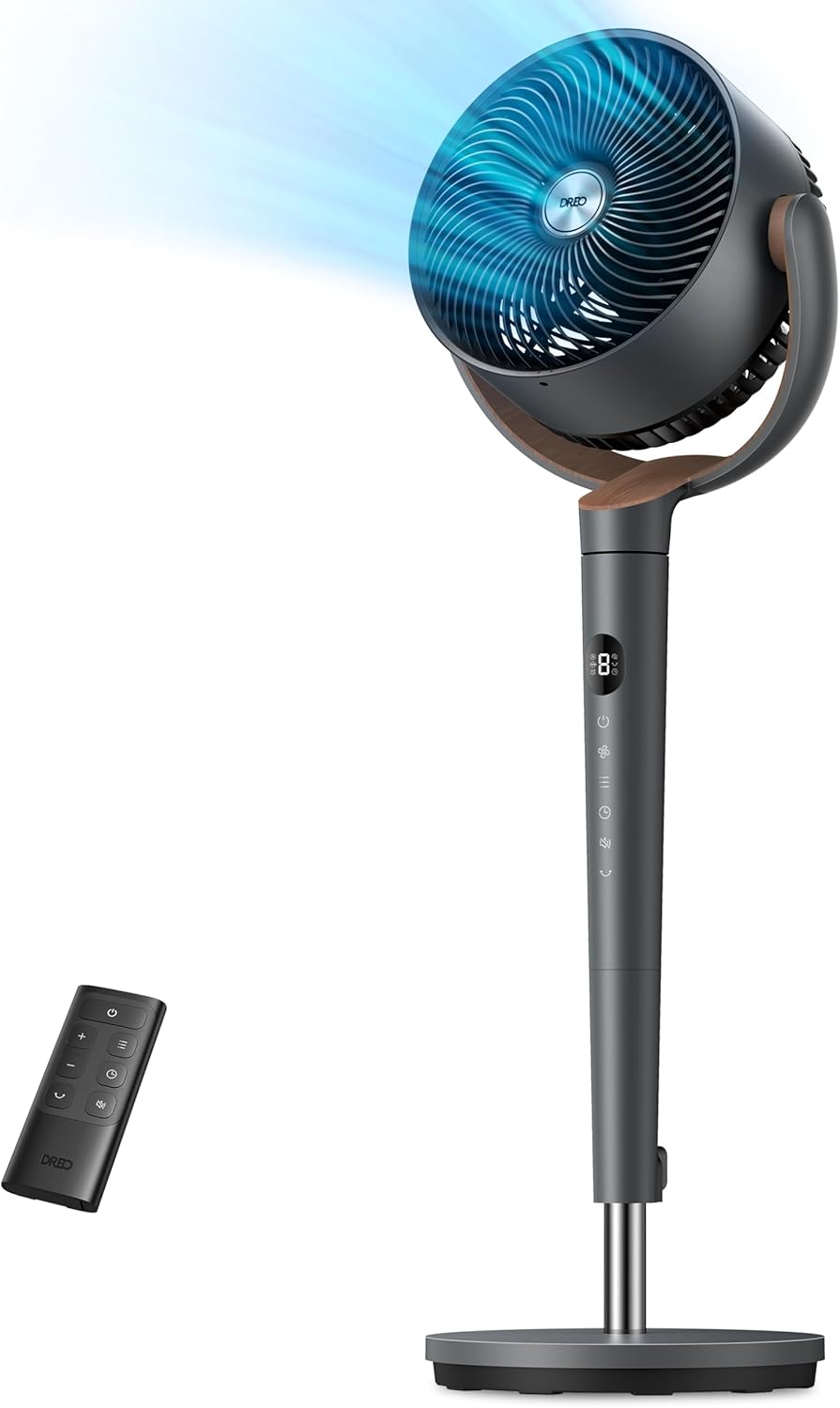tower fan with remote - DREO 120 degree oscillating standing fan front view