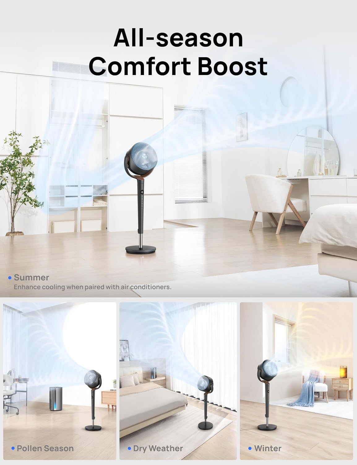 tower fan with remote alternative - DREO standing fan final lifestyle shot