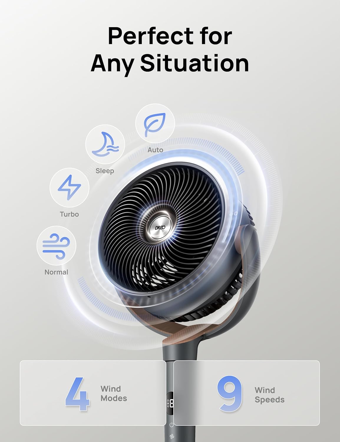 DREO standing fan pros and cons build quality close-up