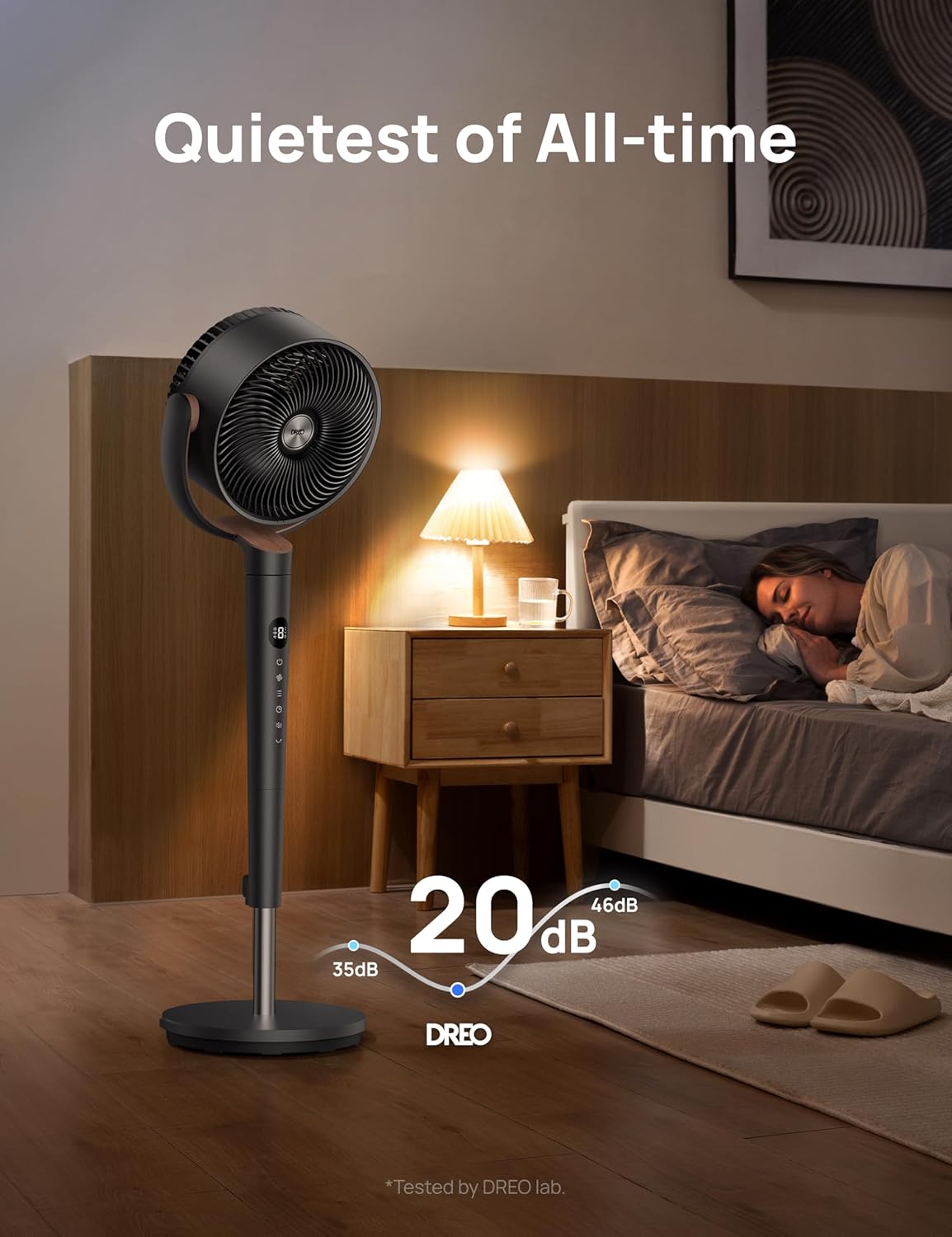 DREO standing fan adjustable height demonstration