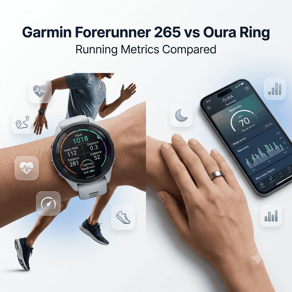 Garmin Forerunner 265 running GPS metrics compared to Oura Ring fitness tracking capabilities
