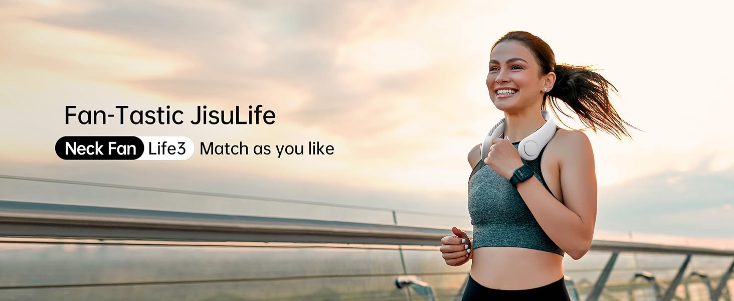jisulife neck fan worn hands-free at outdoor event