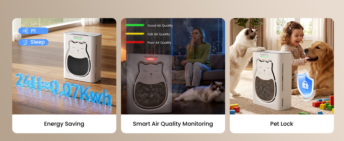 P365 pet air purifier shown in a pet-friendly home setting