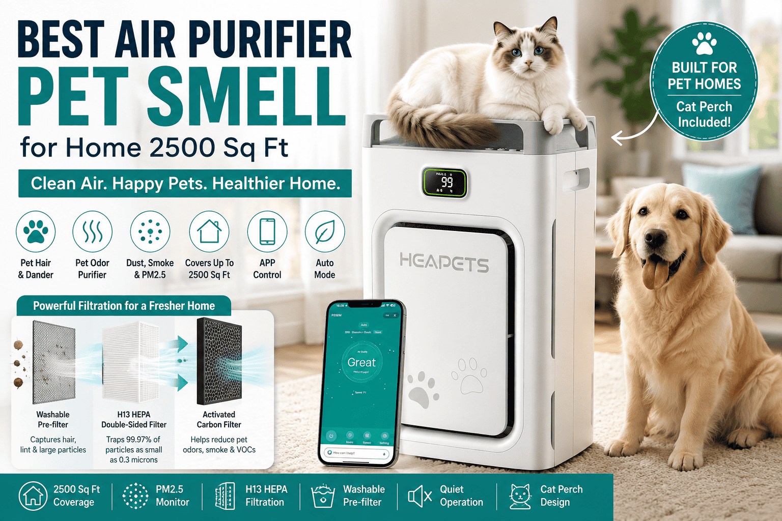 You are currently viewing Best Air Purifier Pet Smell: Does This 2,500 Sq Ft Model Work?